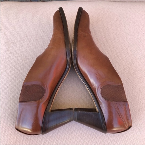 Via Spiga Made in Italy Vintage Coñac Leather Western  Pointed Toe Heel Shoes 9 - Picture 11 of 16